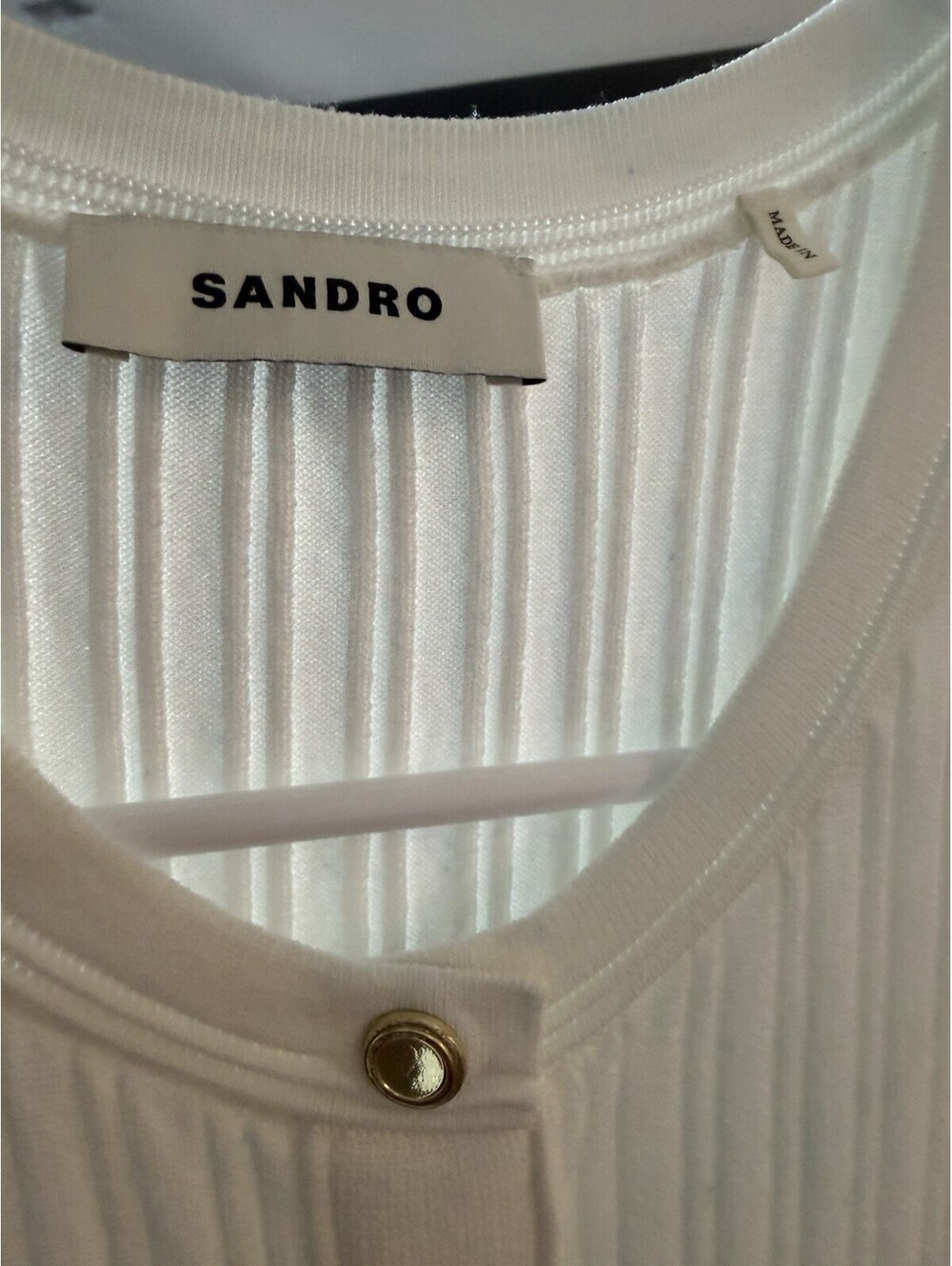 Sandro White Rib Knit Mini Dress Small/medium SUCH A BEAUTY $293 - Picture 14 of 14